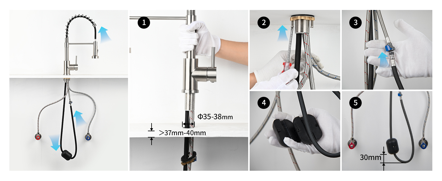 Кухонний змішувач Rainsworth з нержавіючої сталі, чорний, з висувною лійкою та двома струменями, 360° обертання, 45 см