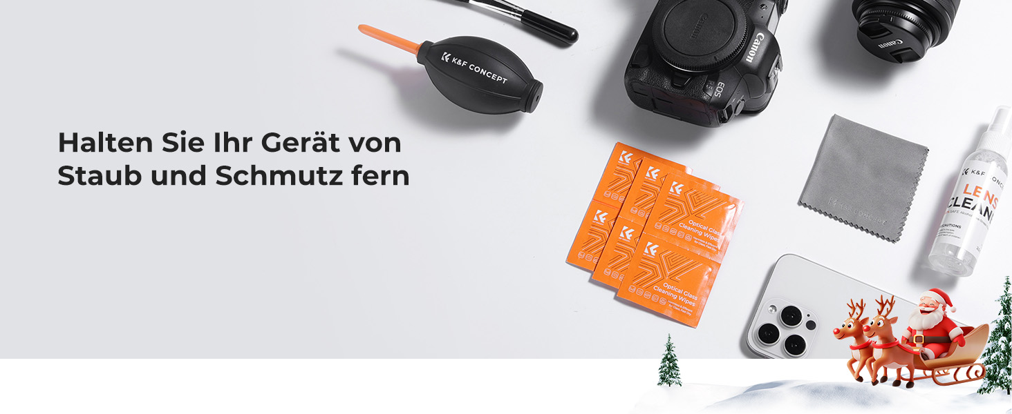 Набір для чищення DSLR-камер та чутливої електроніки K&F Concept 15-в-1: об'єктив, фільтри, смартфони
