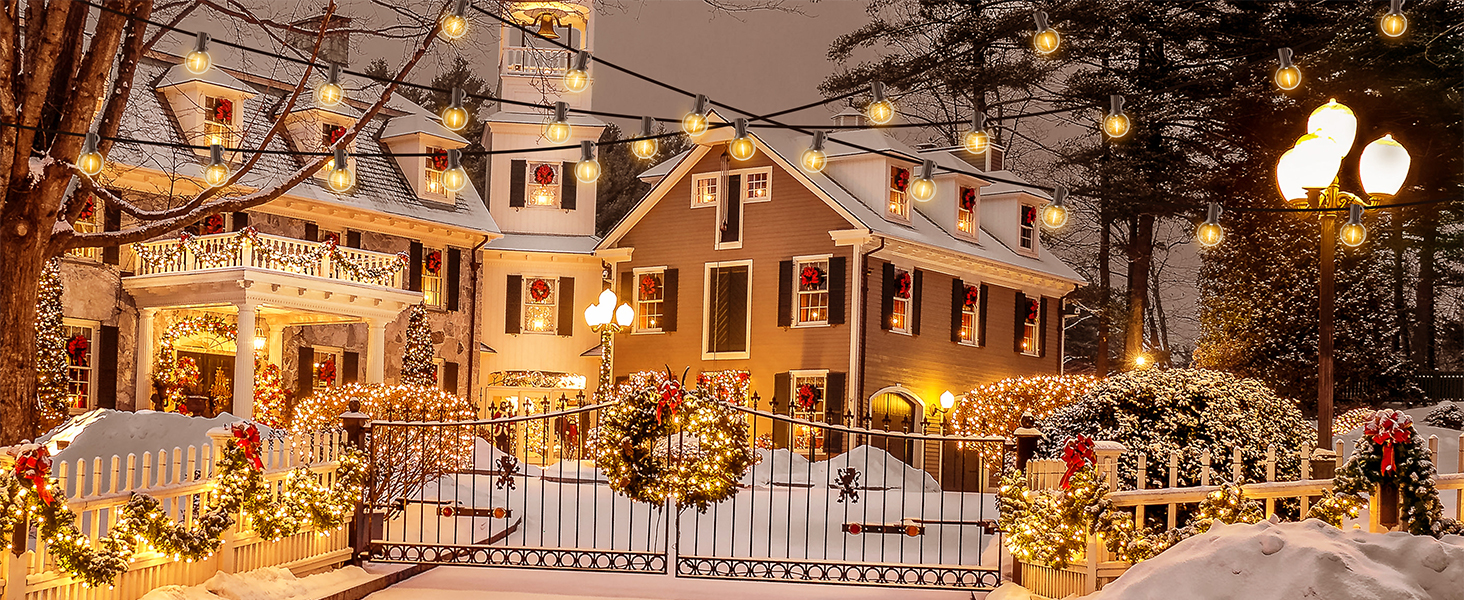 LED гірлянда GLUROO для вулиці, 7.6м, 12+1 лампочки G40, тепле світло, вологостійка, для саду, вечірок, диммер