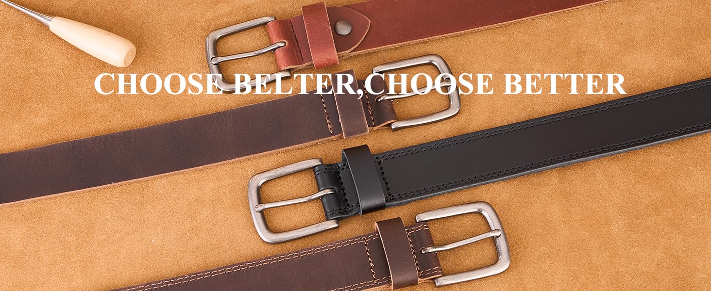 Чоловічий шкіряний ремінь BELTER 38 мм з подарунковою коробкою. Підходить для талії 32W-35W (довжина 105 см). Колір: коричневий