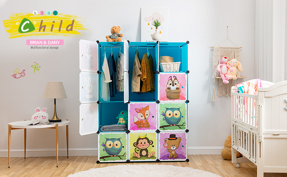 BRIAN & DANY Expandable Kids' Storage Unit with Doors and Hooks