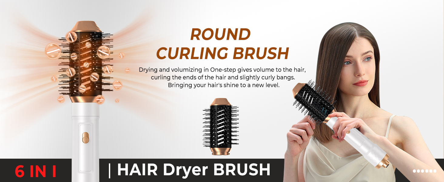 Набір для укладки волосся Pro Hairstyler 6 в 1: фен-щітка, локони, об'єм, сушка, випрямлення | Atopskins | 1000W