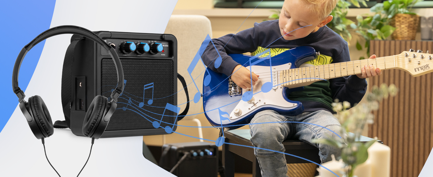 Електрогітара Max GigKit: Повний комплект для початківців (рожева, 1/4, 4/4), з підсилювачем 40W, чохлом, медіатором, ременем, тюнером, кабелем та запасними струнами