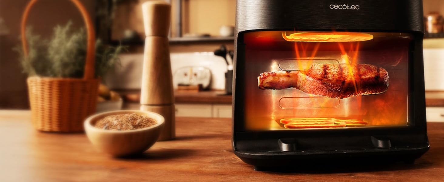 Фритюрниця-аерогриль Cecotec Cecofry & Grill Smokin' 6500 Plus 6.5л, 2200 Вт, з димогенератором, 10 програм, чорна
