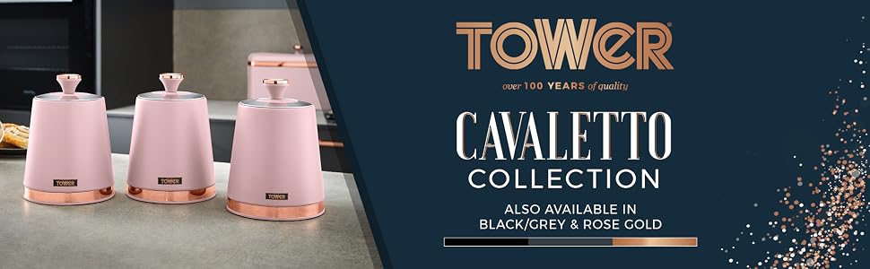 Набір контейнерів для зберігання чаю, кави та цукру Tower Cavaletto T826131GRY, сталь, колір сірий з рожевим золотом, 3 шт.