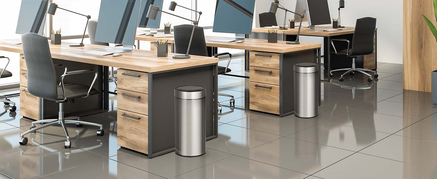 Відро для сміття Ribelli 30L з нержавіючої сталі, з педальним механізмом, м'яким закриттям, для сортування сміття, кругле (матова сіра сталь з датчиком)