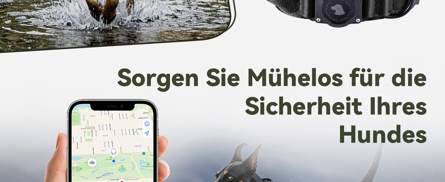 Тактичне обплетене нашийник для собак з ручкою, водонепроникний нашийник з Airtag, товстий регульований нашийник для собак з м'якою підкладкою, металева застібка для середніх та великих собак (Хакі, L(18'-23'))
