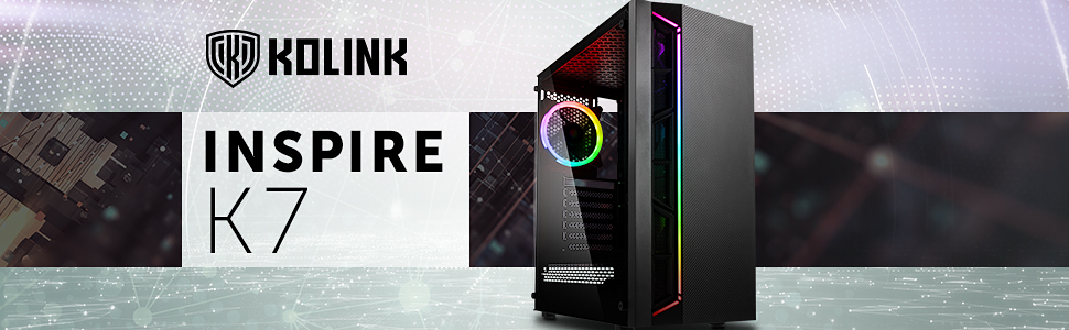 Корпус ПК Kolink Inspire K7 ARGB Midi-Tower з RGB підсвічуванням, скляна бічна панель, чорний