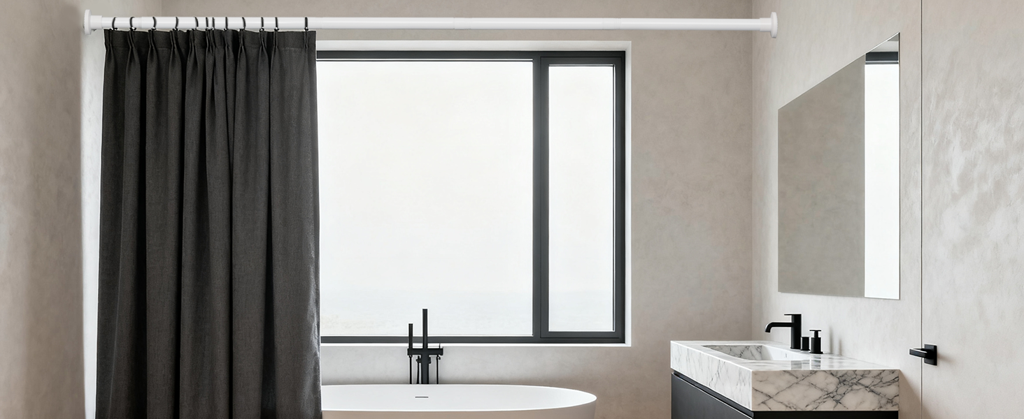 Висувна штанга для душу, штанга для душу без свердління, кріпиться без свердління, для шафи (70-195 см, білий)