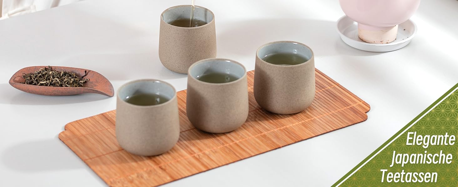 Японський чайний набір Teanagoo з кераміки, 205 мл, темно-сірий, 4 шт.