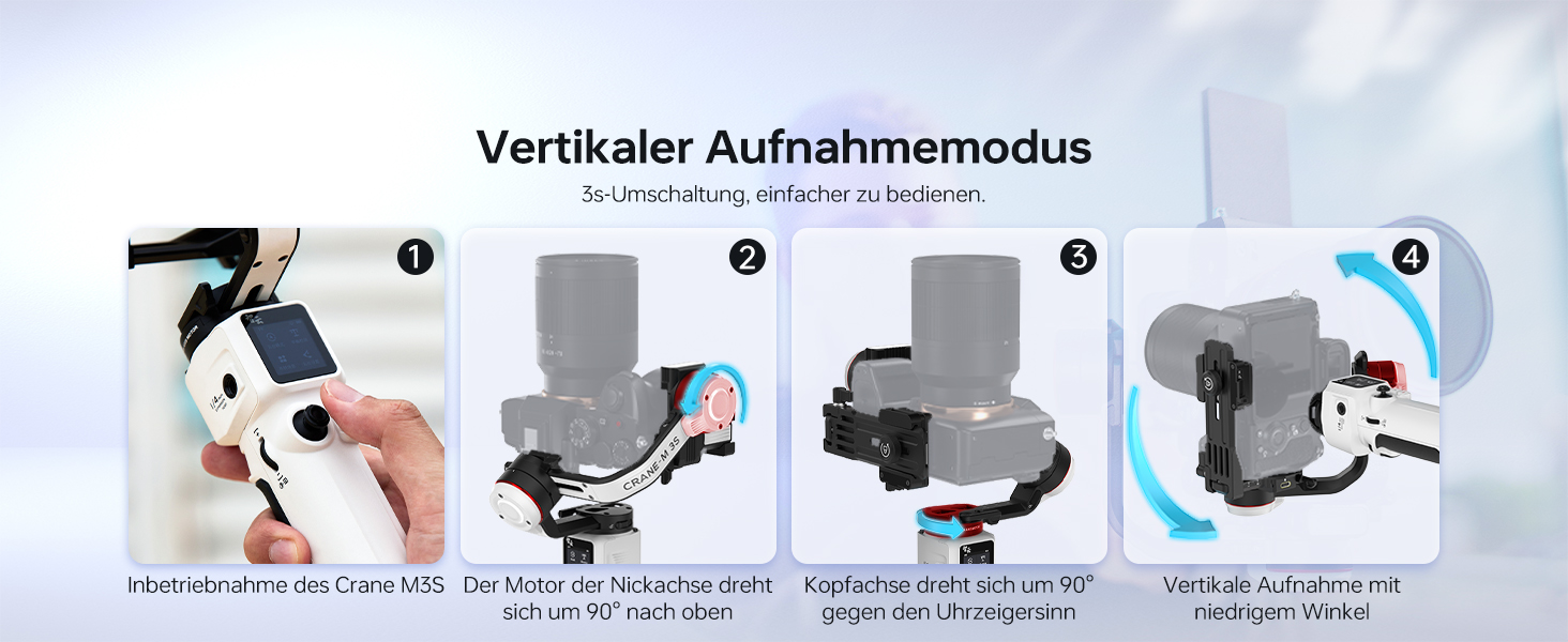 ZHIYUN Crane M3S: Стабілізатор камери з підсвічуванням 1000Lux, Bluetooth, дисплеєм 1.22' та вагою 705г. Підходить для DSLR, беззеркальних камер, смартфонів та екшн-камер.