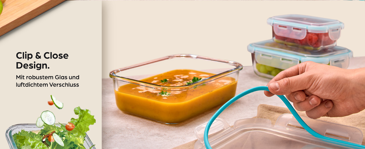 Контейнери для зберігання продуктів Praknu 1000 мл (4 шт) - герметичні, штабельовані, BPA-free, для холодильника, морозилки та мікрохвильовки