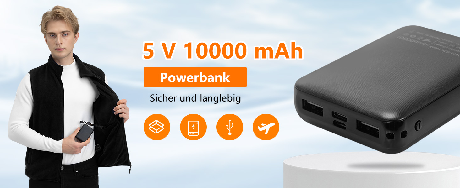 Обогревна жилетка з флісу для чоловіків з акумулятором 5V 10000mAh - жилетка з 3 рівнями нагріву, 5 зонами обігріву, ідеальна для роботи на відкритому повітрі, катання на лижах, піших прогулянок та щоденних поїздок. Чорний, XXL