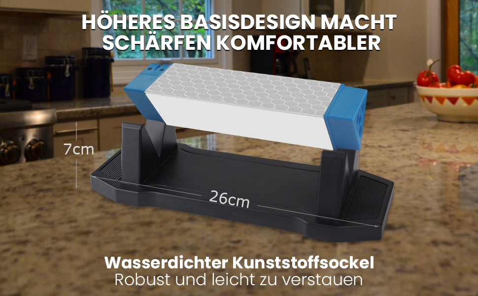 Набір точильних каменів 3-ох сторін, з бруском для заточування, 400/1000/5000 гріт, з нековзною підкладкою, кутовою наставкою та шкіряним ремінцем (діамантовий камінь блакитний)