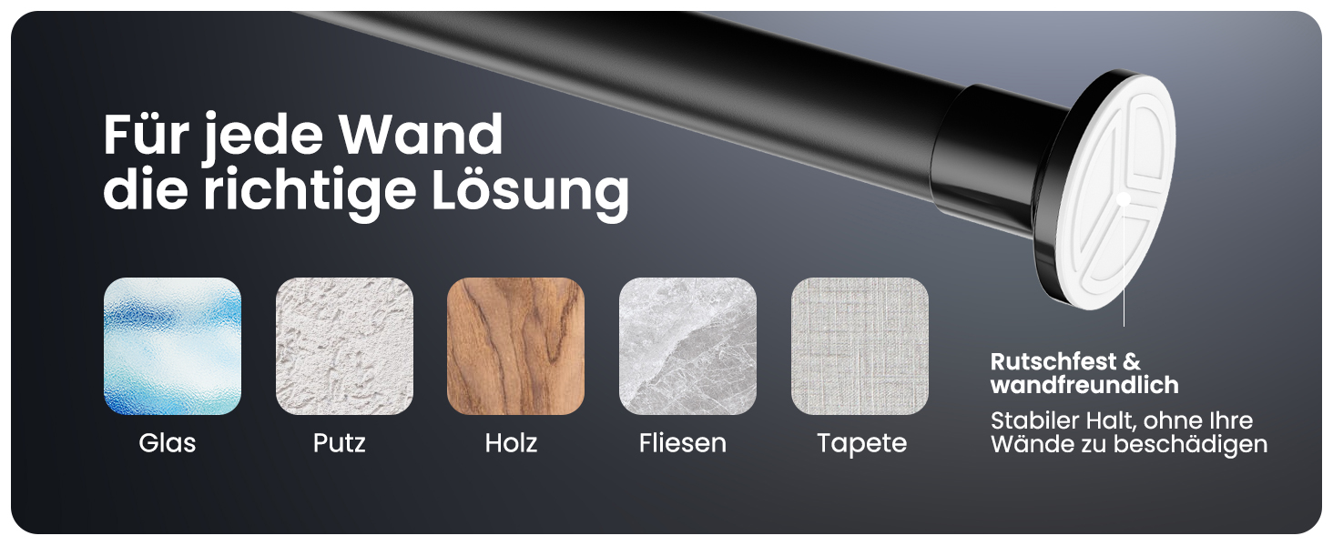 Штанга для душу без свердління 160-210 см, срібна, Ø 25 мм, телескопічна, з кріпленнями. Підходить для ванної, душу та перегородки. Телескопічна штанга для вікна 50-80 см, матовий чорний