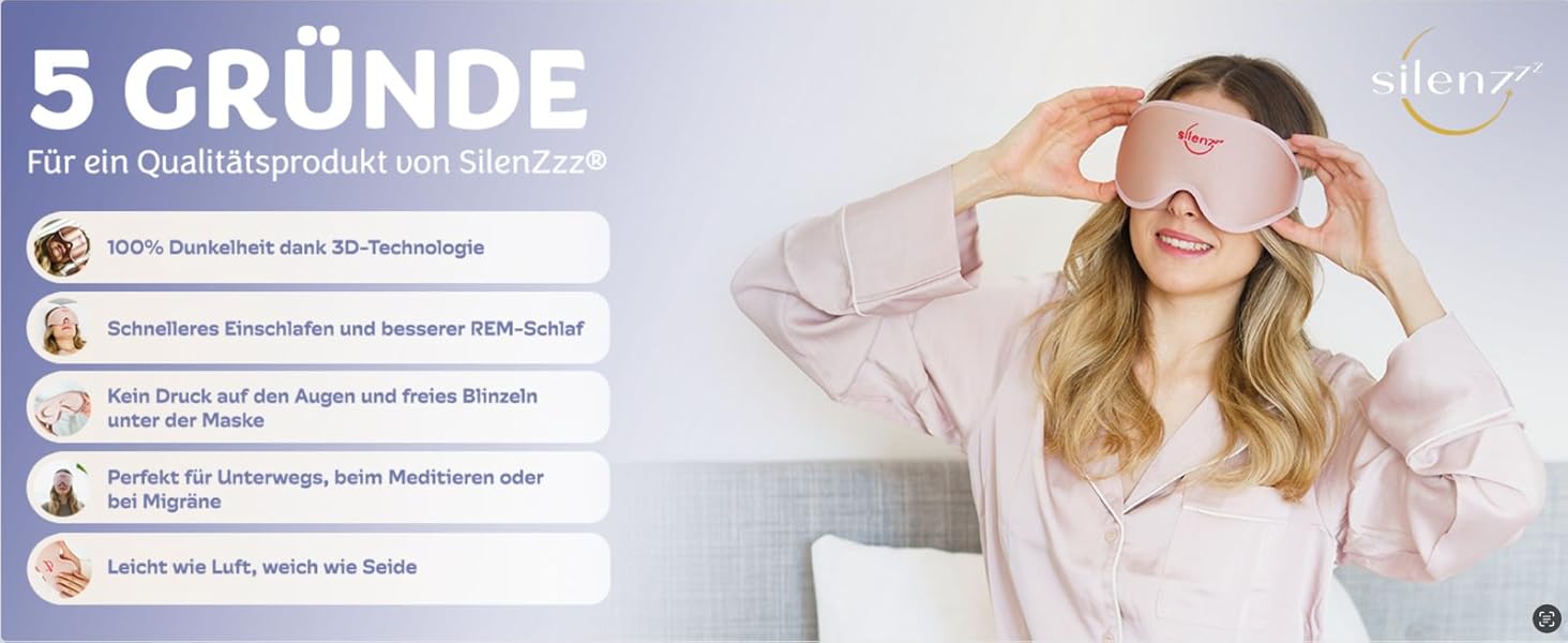 Маска для сну преміум-класу 3D - для жінок та чоловіків - комфортна, з м'якою підкладкою для повної темряви - рожева, Sleepy Purble