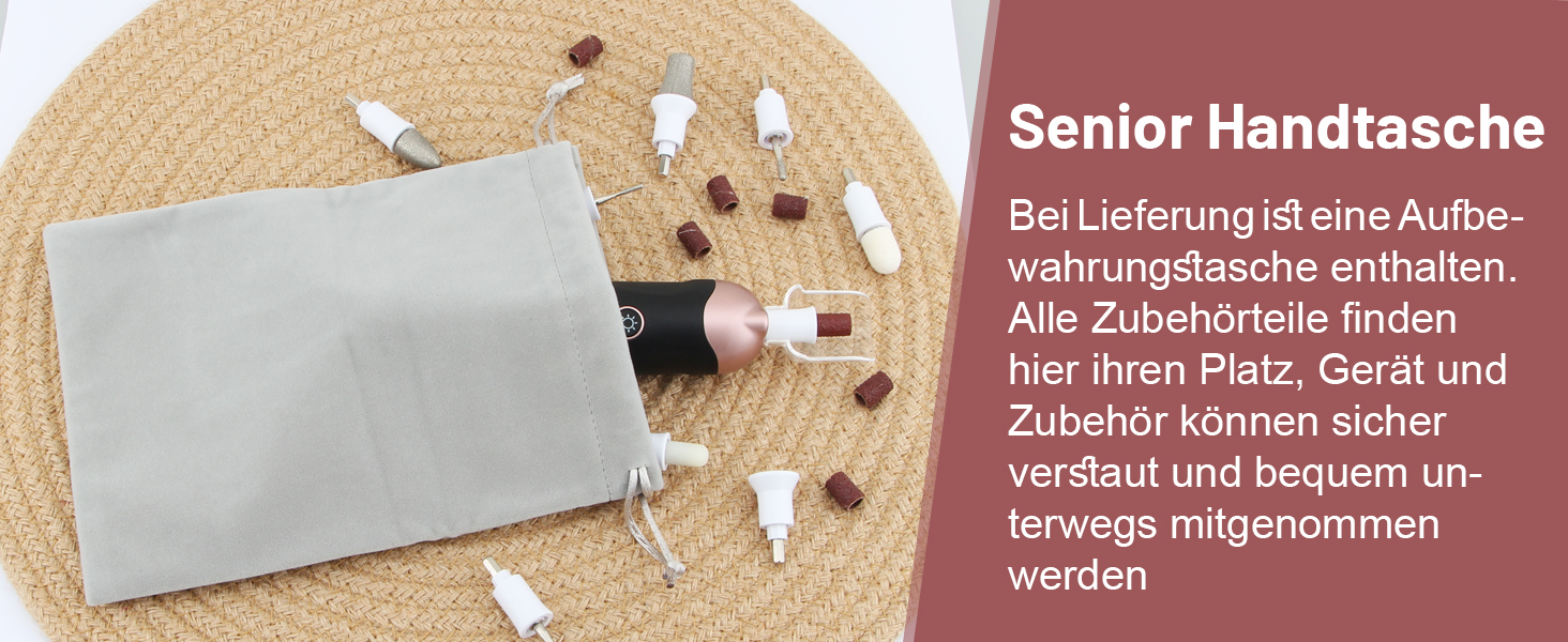 Електричний набір для манікюру та педикюру AOMEES з 9 насадками, 5 швидкостей, LED-підсвічуванням та сумкою для зберігання