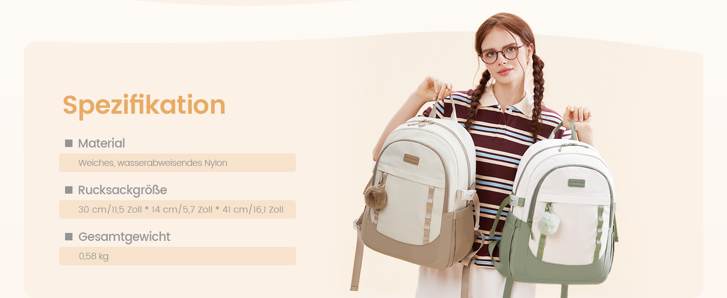 LOVEVOOK Рюкзак для школи дівчинки-підлітка, 15.6 дюймів, рюкзак для ноутбука, легка шкільна сумка, рюкзак для школи, середньої школи, з помпоном, повсякденний, світло-жовтогарячий