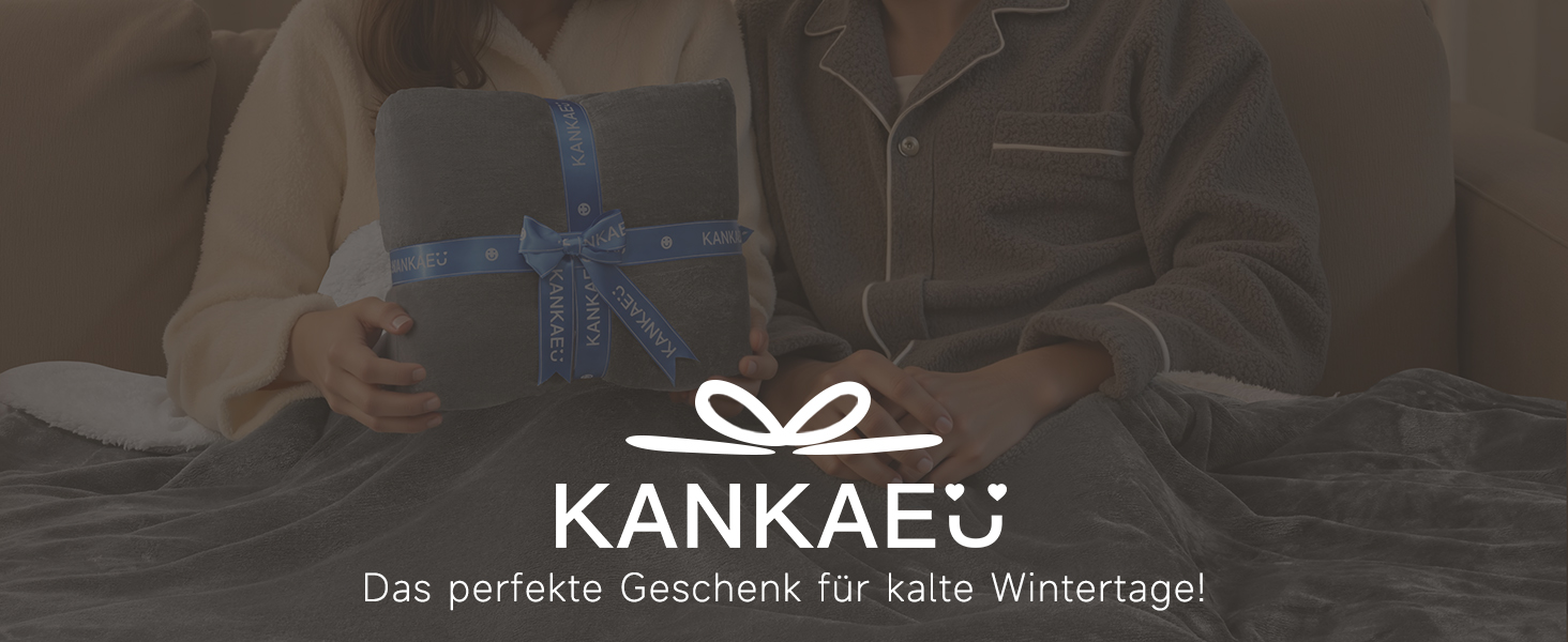 Плед KANKAEU 160x200 см, теплий та м'який, двосторонній фланель та шерпа, для дивану, ліжка, подарунок сірого кольору