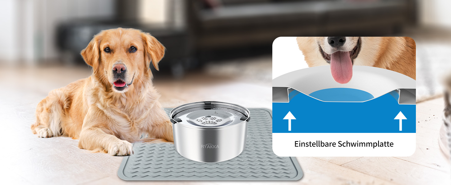 Нержавійна миска для собак Anti Schling без облизування, Slow Feeder для подорожей, 3L з килимком