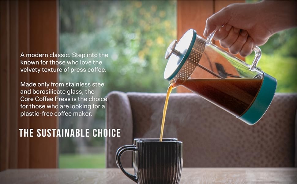 Френч-прес Barista & Co Core BC048-015, 350 мл, нержавіюча сталь і скло, бірюзовий