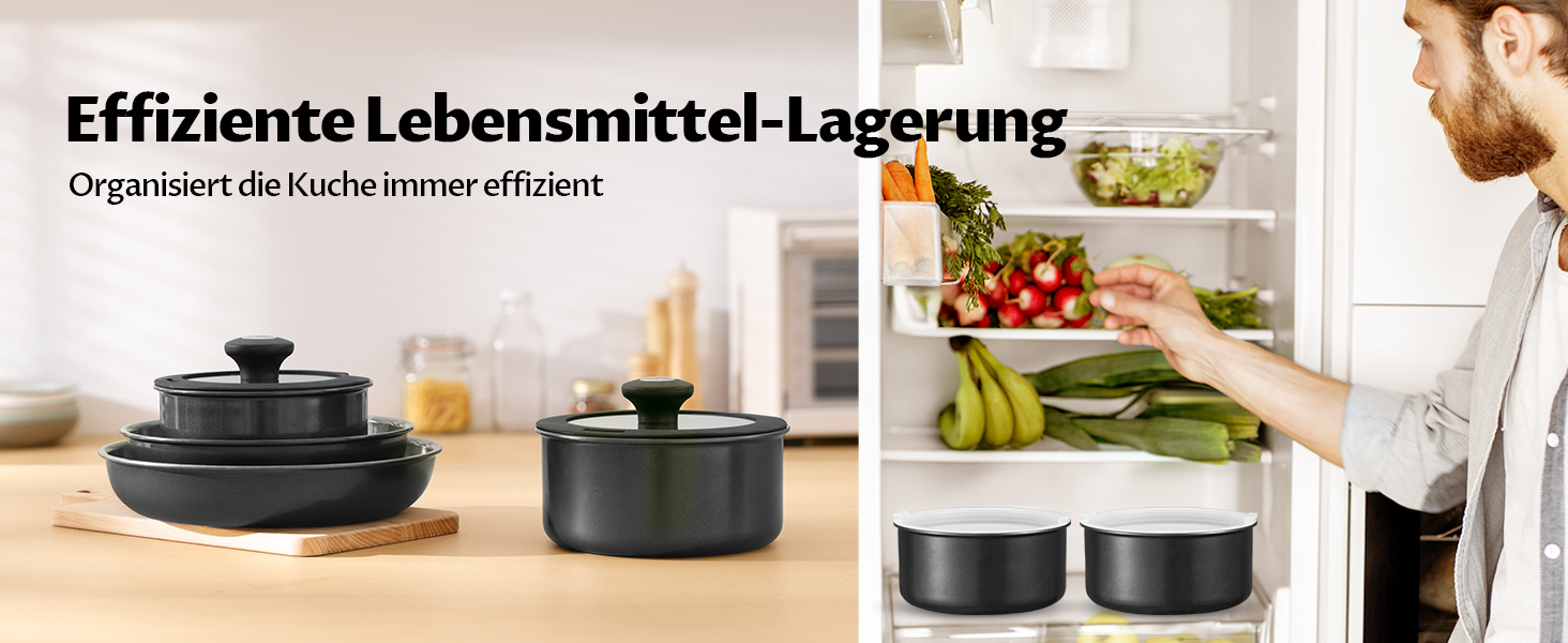 BEZIA Набір каструль та сковорідок з керамічним покриттям, 10 предметів, антипригарне покриття, здорове приготування їжі, для індукційних плит, складений для кемпінгу, сумісний з усіма типами плит, духовка, сірий колір