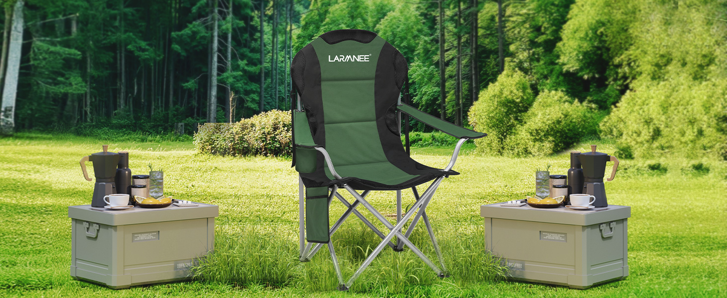 Складний кемпінговий стілець для пікніка, саду та пляжу EBK01LC02 (Зелений + Чорний)