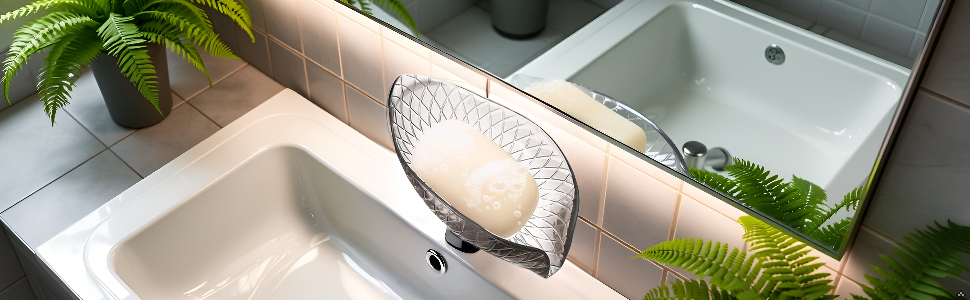 Чорна мильниця з присоском | Прозора мильниця для душу та ванни | Підставка для мила, щіток та аксесуарів