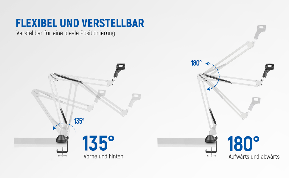 Тримач для мікрофону Neewer NW-35, підвіс Boom Schere, штатив з гвинтовою різьбою 3/8' - 5/8', сумісний з Blue Yeti, Quadcast та іншими мікрофонами, максимальне навантаження 1.5 кг