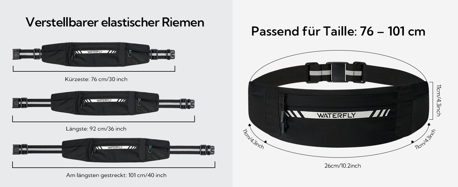Поясна сумка для бігу Waterfly: поясна сумка для бігу, тренувань, фітнесу з 4 кишенями для телефону, чоловіча та жіноча