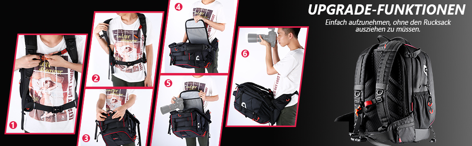 Рюкзак для камери NEEWER Pro водонепроникний, ударостійкий, з регулюванням, з м'якою підкладкою, з захистом від крадіжки, з кодовим замком, сумісний з DJI Drone, DSLR, штативами, спалахами, об'єктивами та іншим аксесуаром, 34x26x52 см, чорний