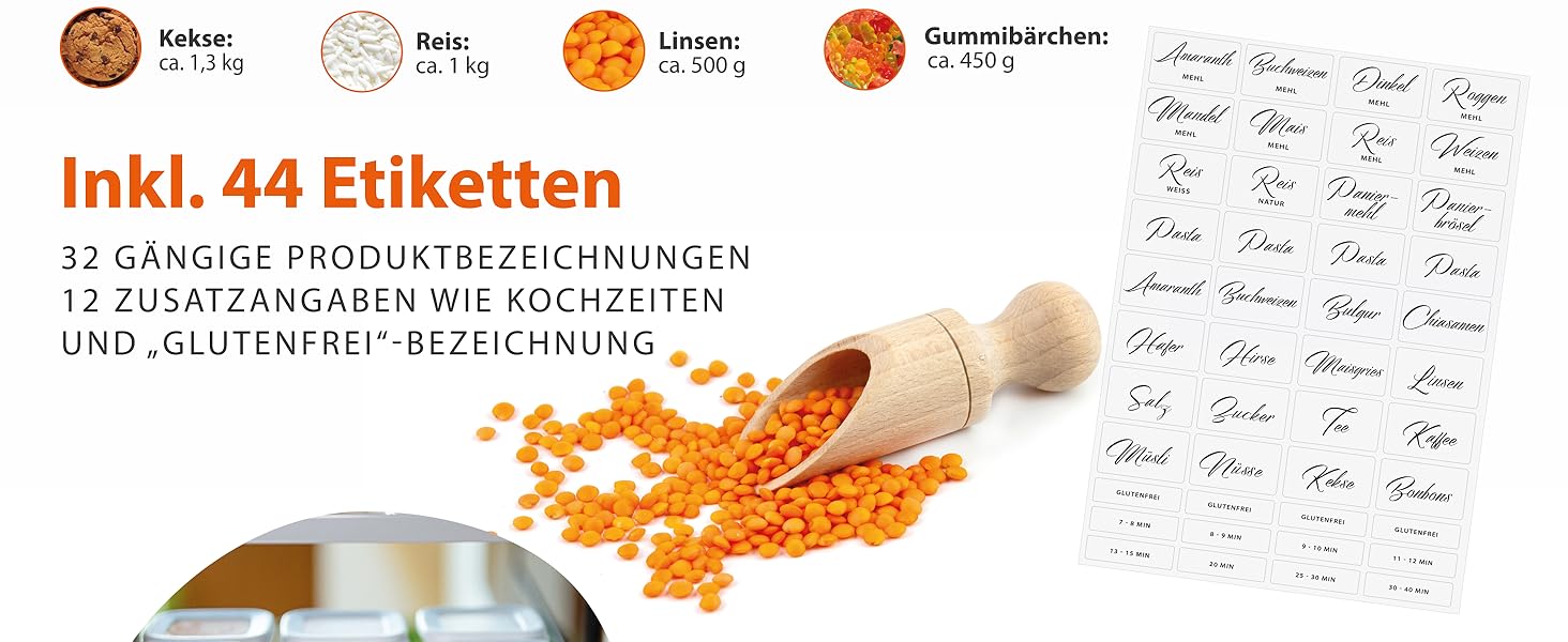 Набір контейнерів для зберігання продуктів [12 шт] Антрацит - Складні, економія місця для кухні, герметичні склянки для борошна, контейнери для їжі, Vorratsbehälter, коробочки для зберігання (Білий / Світло-сірий 6x 1000мл)
