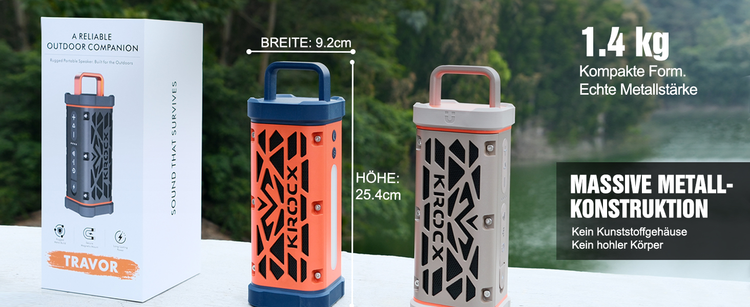 Bluetooth колонка TRAVOR 45W, алюмінієвий корпус, IP68 водонепроникна, портативна, для саду, кемпінгу, будинку, стерео-з'єднання, 25 год роботи, сірий