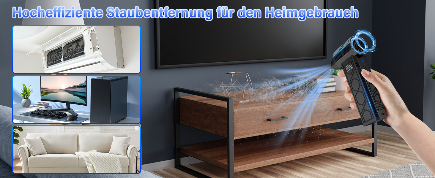 Електричний пилосос-фен для авто 180000 RPM з ліхтариком, модель 2025