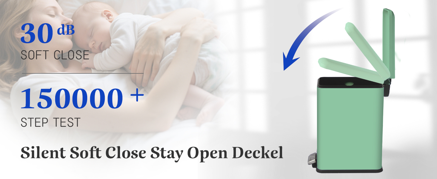 Відро для сміття кухонне 30л, нержавіюча сталь, з кришкою, внутрішній відерцем, прямокутне, зелене