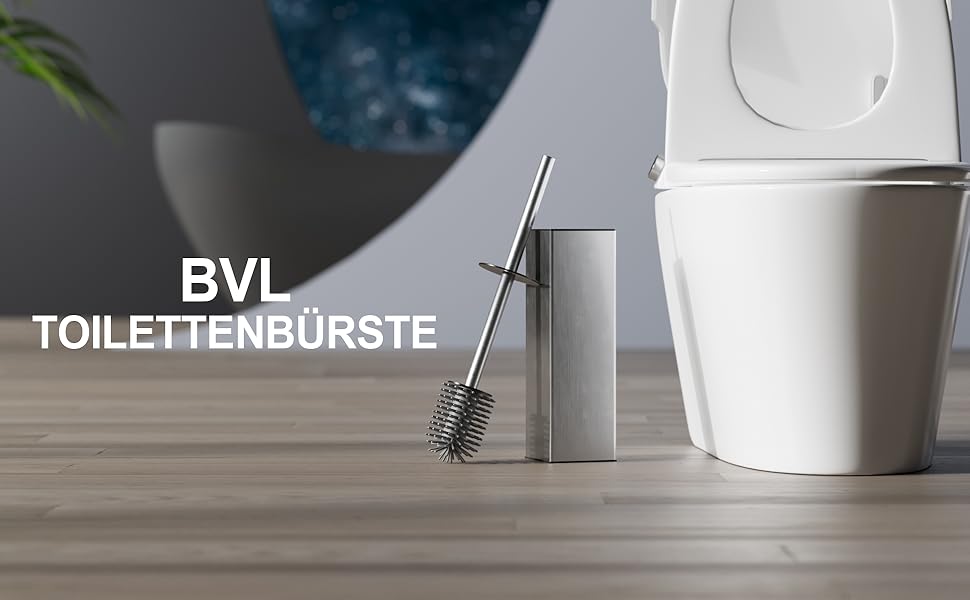 Металева щітка для туалету BVL з двома насадками, квадратна, для ванної кімнати (з щіткою)