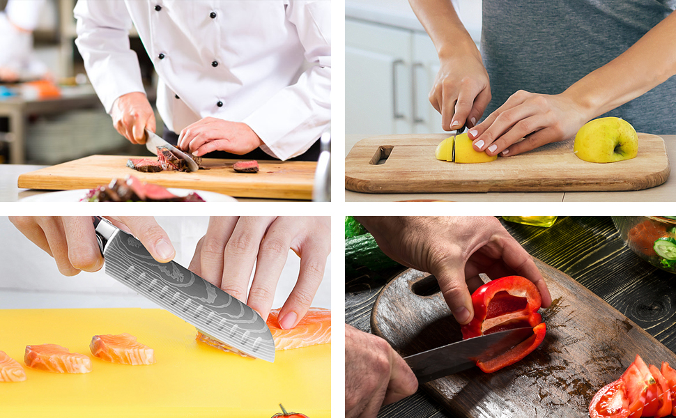 Набір кухонних ножів 5 шт. з нержавіючої сталі, преміум якість, ергономічні дерев'яні ручки, гострі ножі для професійних кухарів, універсальний ніж, подарункова коробка