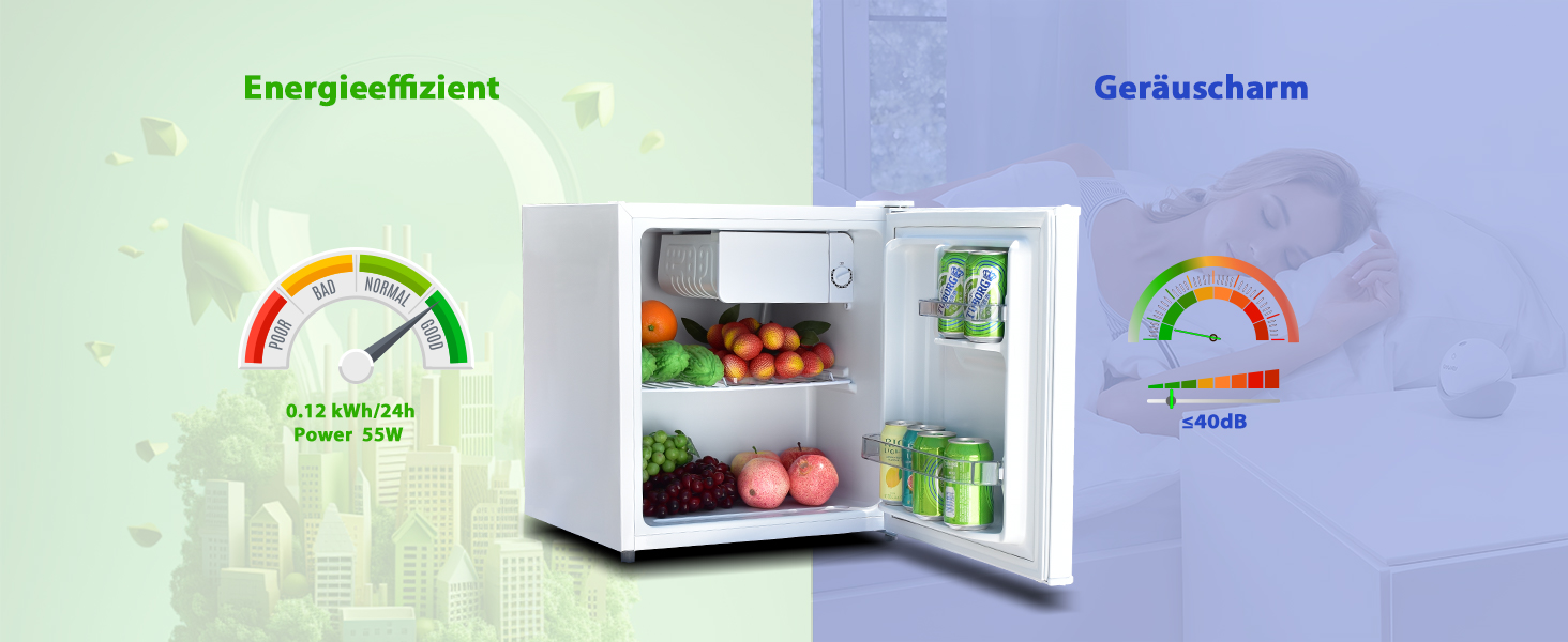 Міні холодильник 45L, білий, без морозильної камери, тихий, для кухні, офісу, спальні, невеликих квартир, готелів, 0-10°C