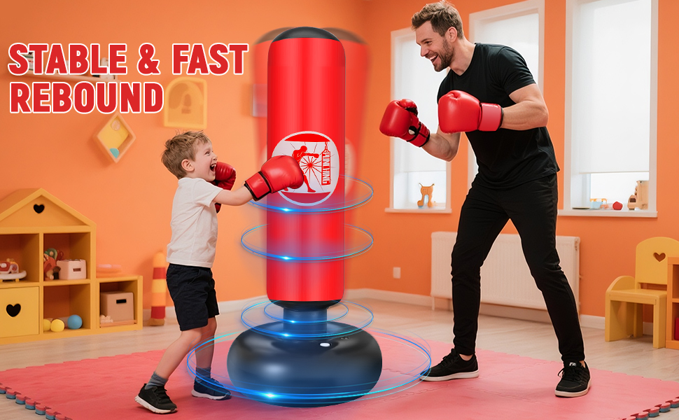 Дитячий боксерський мішок Qoosea для дітей 6-12 років, 160 см, надувний, з боксерськими рукавичками, для карате, кікбоксингу, таеквондо, MMA, червоний