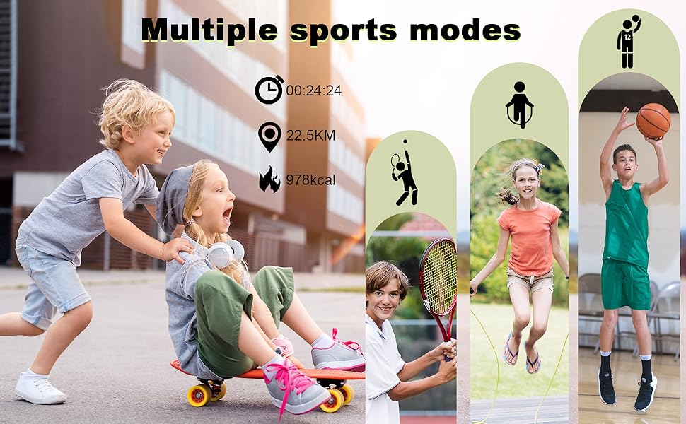 Дитячий розумний годинник Smartwatch Kinder з 1.83 HD сенсорним екраном, фітнес-трекер, водонепроникний (IP68), крокомір, будильник, 37 спортивних режимів, телефон для дітей (Чорний)