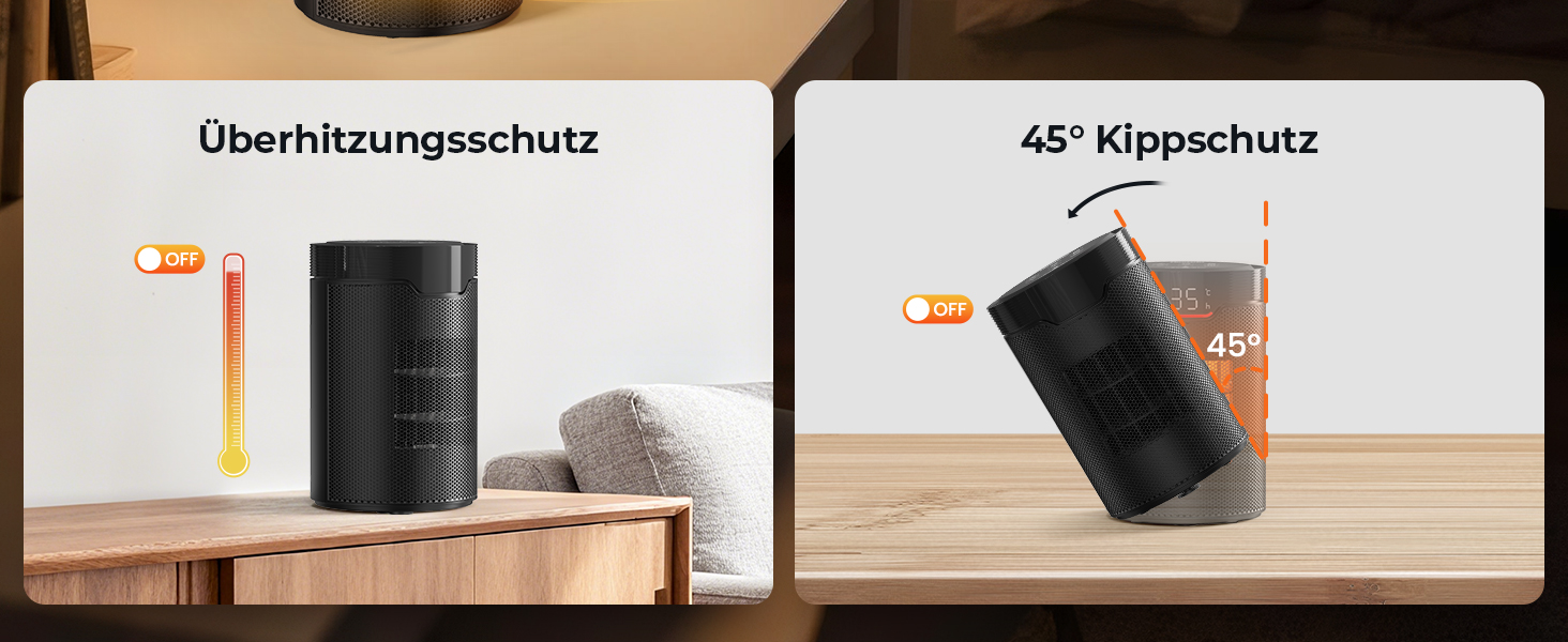 Електричний обігрівач: Економний, 1500W, тихий з таймером, захист від перекидання та перегріву, чорний