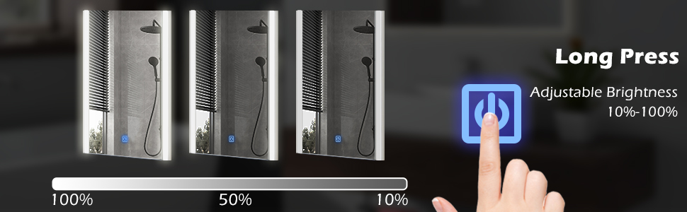 Дзеркало для ванної кімнати CLIPOP з підсвічуванням LED, сенсорне управління, IP44, 3 кольори світла, 40x50 см