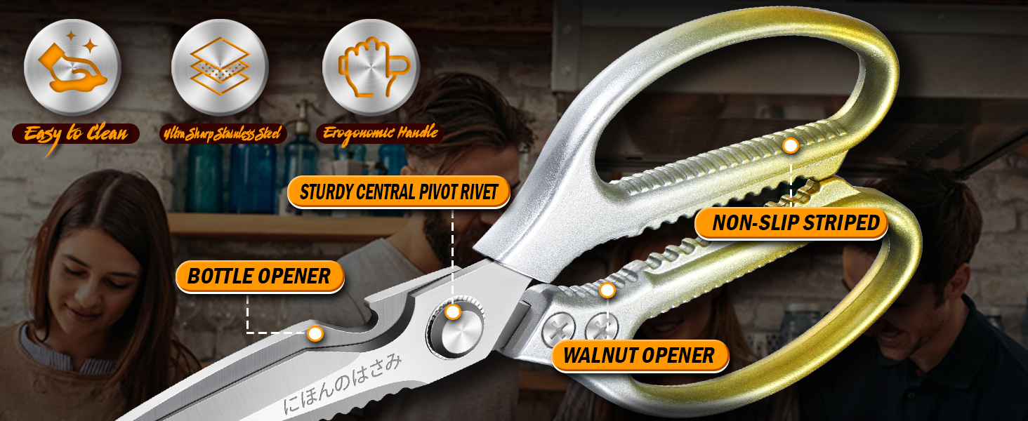 Набір кухонних ножиць DRAGON RIOT (2 шт.) - кухонні, для м'яса, для птиці, з нержавіючої сталі, японська сталь