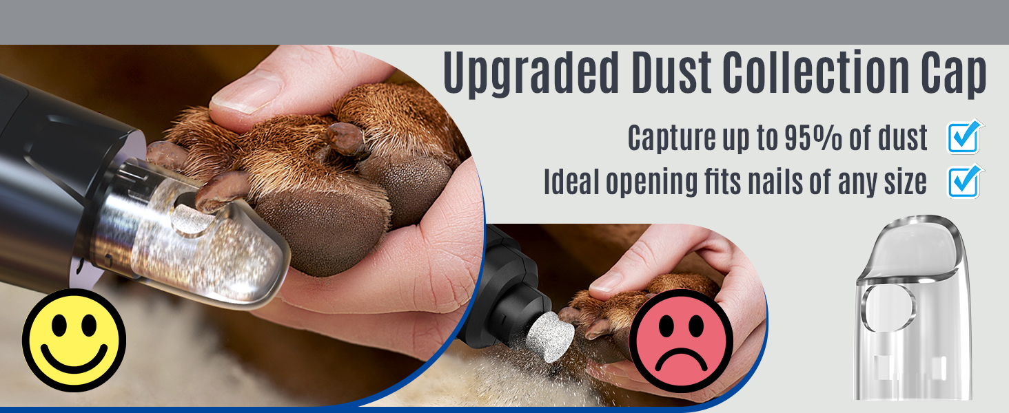 Електричний шліфувальник для собак та котів Casfuy Neue 6-Gang – тиха робота, 2 LED, 7 годин роботи, для собак великих, середніх та малих порід, чорний