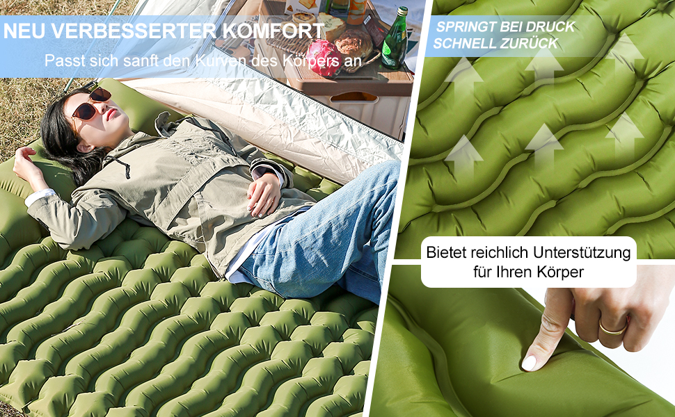 Надувна туристична матрац Holwim Isomatte з самонадуваванням, самостійно надувається, з подушкою та насосом, ультралегка, компактна, для кемпінгу, блакитна