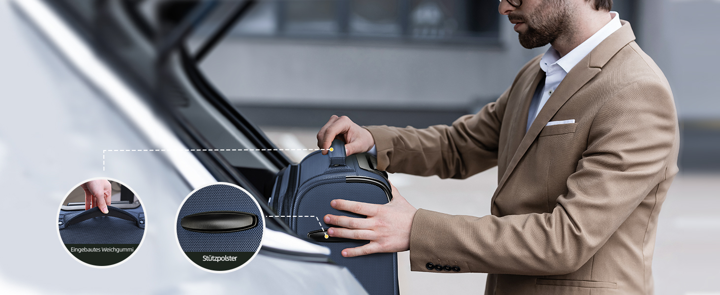 Набір валіз SHOWKOO 3 шт. з м'якою шкаралупою, розширюваний, легкий, міцний, з TSA замком та 4 колесами (1 шт. - блакитний)