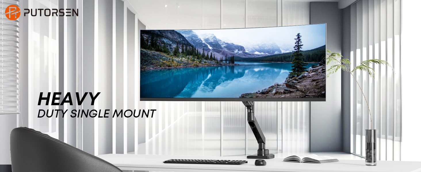 Кріплення для монітора - підставка для 1 монітора, 17-49 дюймів, плоский/вигнутий екран, чорний, газ-амортизатор, регулювання висоти, VESA 75x75/100x100, 2-20 кг