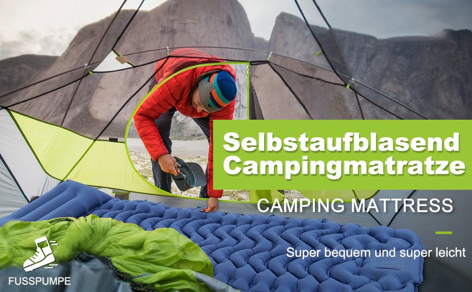 Каремат туристичний самонадувний Cunbayi з інтегрованими подушками та насосом для кемпінгу, пікніків, відпочинку на природі. Кольори: блакитний