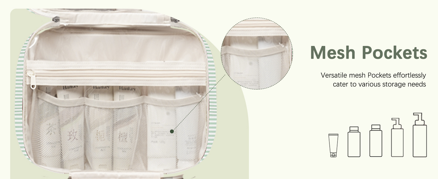 Набір для гігієни Narwey для дівчаток: велика косметичка/валіза для душу з сіткою, зелено-блакитна, L