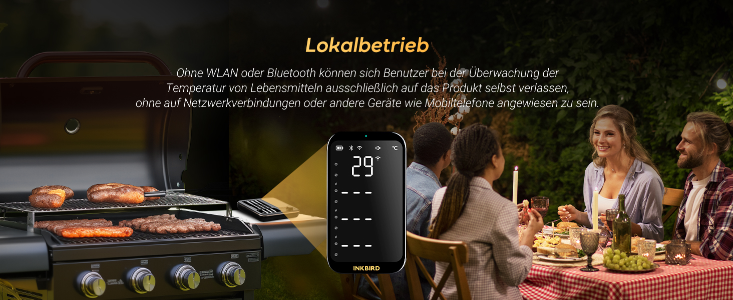 Бездротовий термометр для м'яса Inkbird INT-14-BW, Wi-Fi 2.4G та Bluetooth 5.4, до 91 м, для духовки, гриля, коптильні, аерофритюрниці